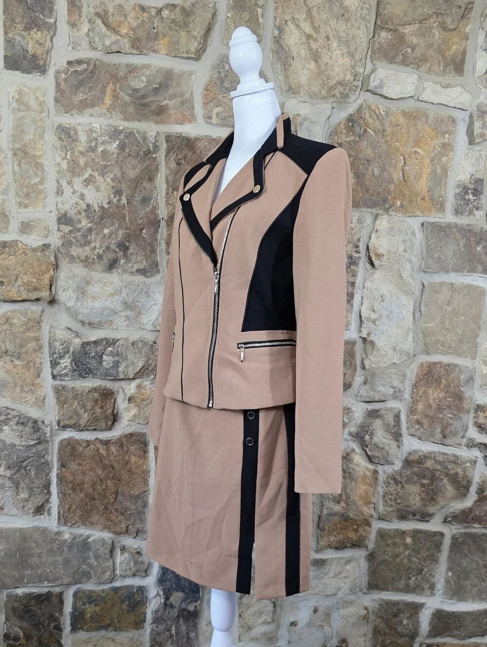White House Black Market Moto Zip Skirt Suit Set